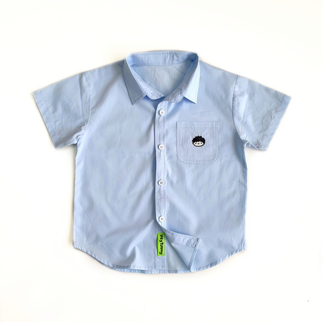 CF56GH HEYTIMMY - Kemeja Anak Laki Laki Lengan Pendek Polos - Dan Pastel Color