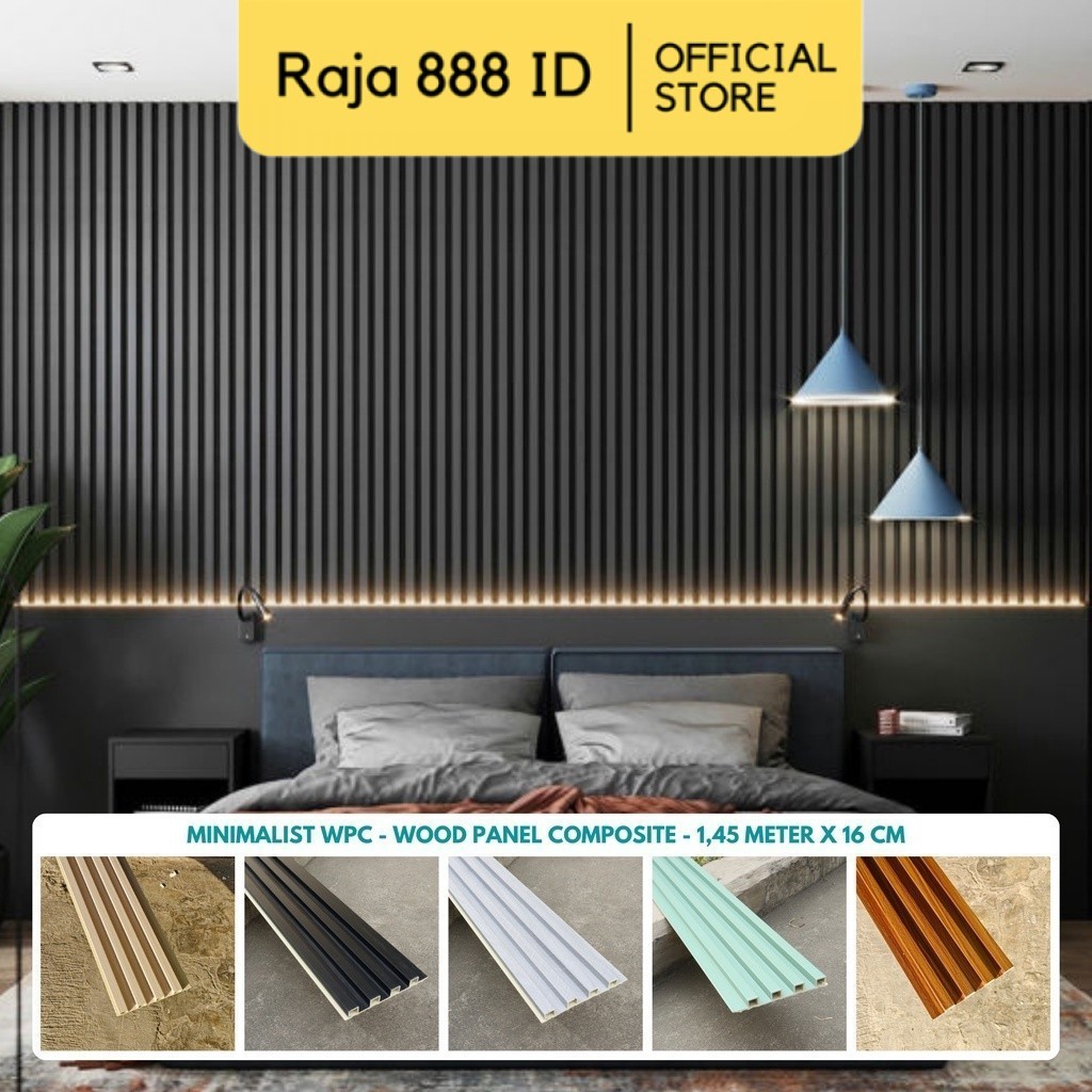 [10 Motif] Wood Panel Composite WPC 1,45 meter Recover Kayu Coklat Putih Merah Cherry Dark Walnut Ma