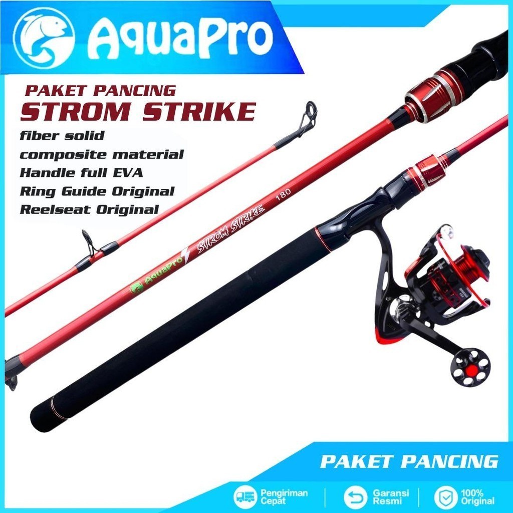 rt45r AquaPro - 1 Set Joran Pancing Spinning Handle Full EVA Fiber Solid dan Reel Pancing Fishing Re