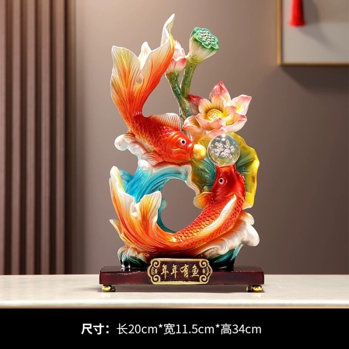 TERBARU Pajangan Ikan Koi Couple  / Ornamen Decoration Pajangan Meja - Koi BolaKristal