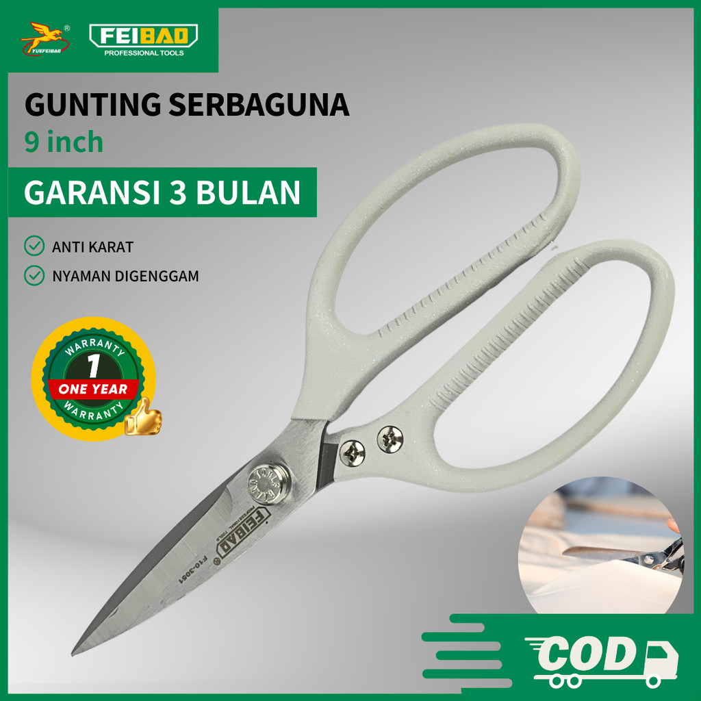 

FEIBAO Gunting Serbaguna 9 Inch | Gunting Baja Stainless Tajam untuk Rumah, Kantor, dan Bengkel