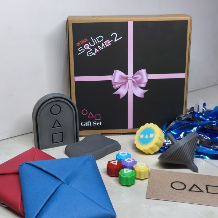 Squid Game Gift Set 7 in 1|  Mainan Squid game Set 5 in 1 | Bundle: gonggi, jegi, flying stone, Spin