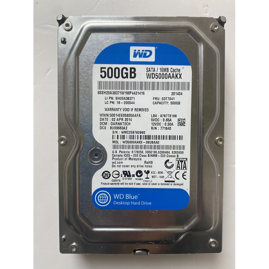 Hardisk 500GB WD Blue Sata 3,5" - HDD 500GB PC CPU Baru 0 Days HDD