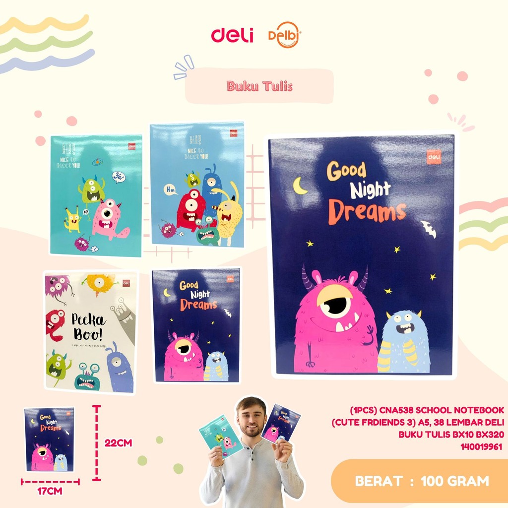

(1PCS) CNA538 SCHOOL NOTEBOOK (CUTE FRDIENDS 3) A5, 38 LEMBAR DELI BUKU TULIS