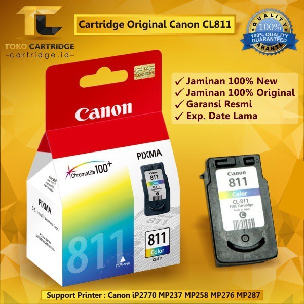 Cartridge Tinta Canon CL811 Color Original CL 811 Colour Katrid CL-811 Warna Printer IP2770 MP287