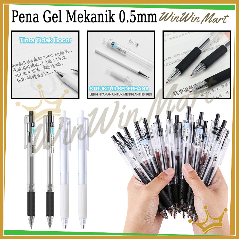 

Pena Gel Mekanik 0.5mm/Pena Gel Simple/Pena Polos Mechanical Stationary