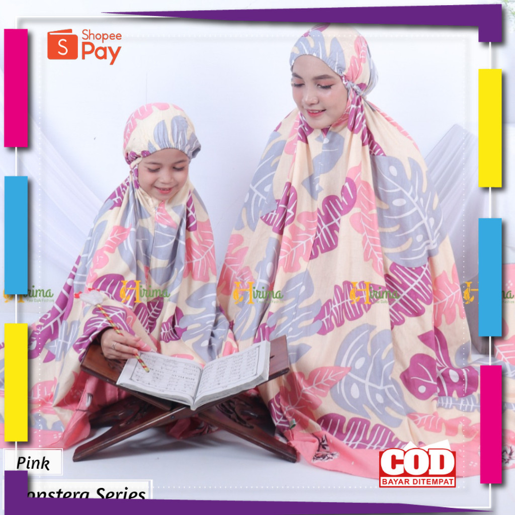 RAMADHAN SALE // mukena dewasa dan anak motif daun kekinian monstera