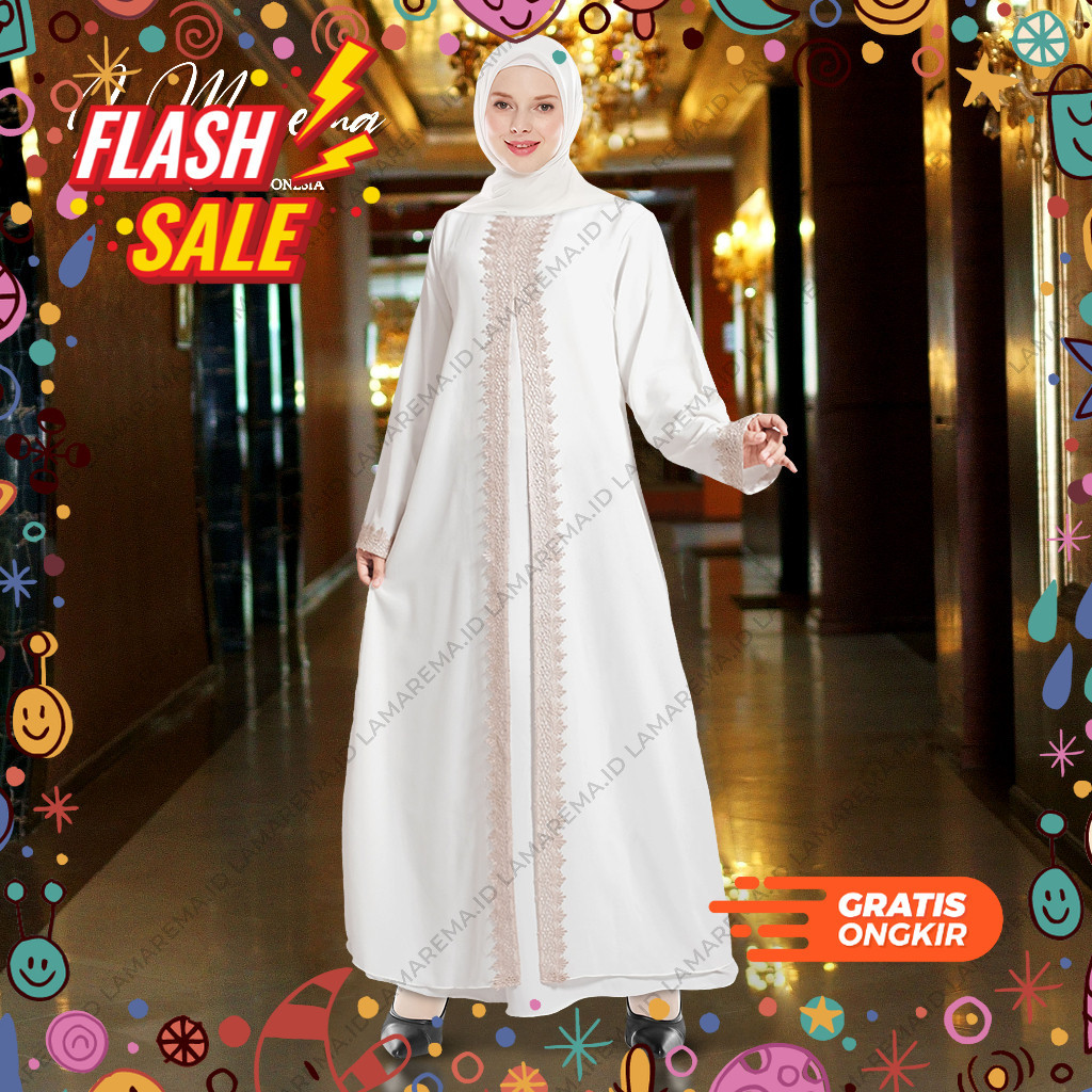 MEGASALE / Baju Gamis Abaya Putih Wanita Modern Mewah Dan Elegan Terbaru | Abaya Turkey Turki Warna 