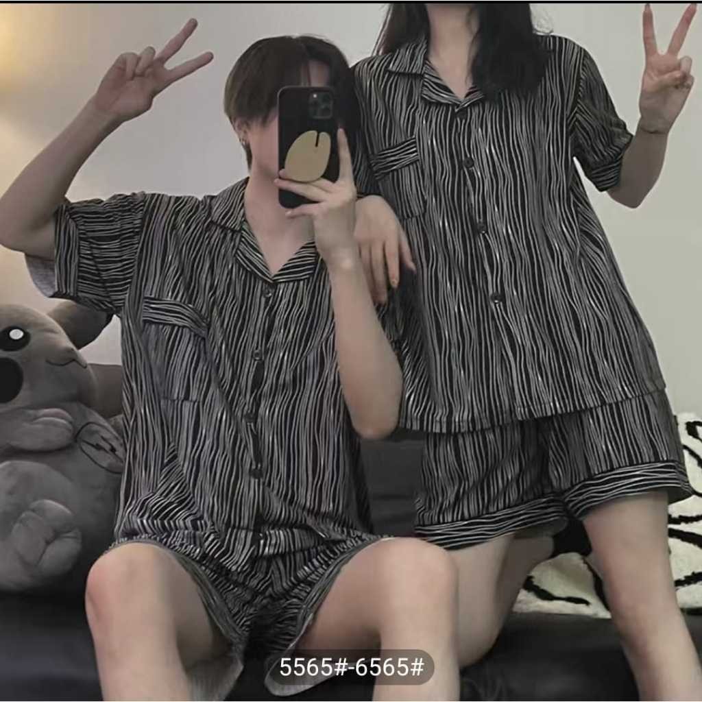 Baju tidur piyama couple bahan kaos import couple SETELAN SET PIYAMA BAJU TIDUR COUPLE PASANGAN SUAM