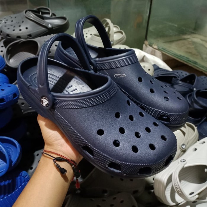 ✔V.RT.L✔ - TERMURAH Sandal Crocs Pria Original Big Size 42 43 44 45 46 Sandal Crocs Kodok  - Navy, 4