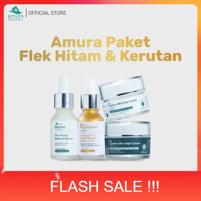 PROMO SERUM Paket Cream siang+malam amura Free + Serum Gold+ retinol Amura skincare