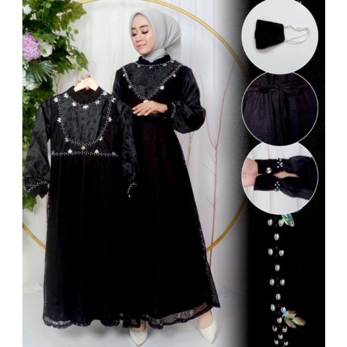 Couple Gamis Kebaya Malika Ibu dan Anak FM 4/ Gamis Modern Muslim/ Gamis Pesta/ Gamis Lebaran Jumbo/