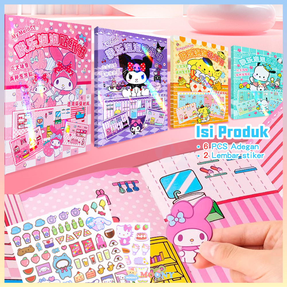 Moony Sticker book  Buku sticker lucu Viral quiet book 3D sticker book aesthetic diy
