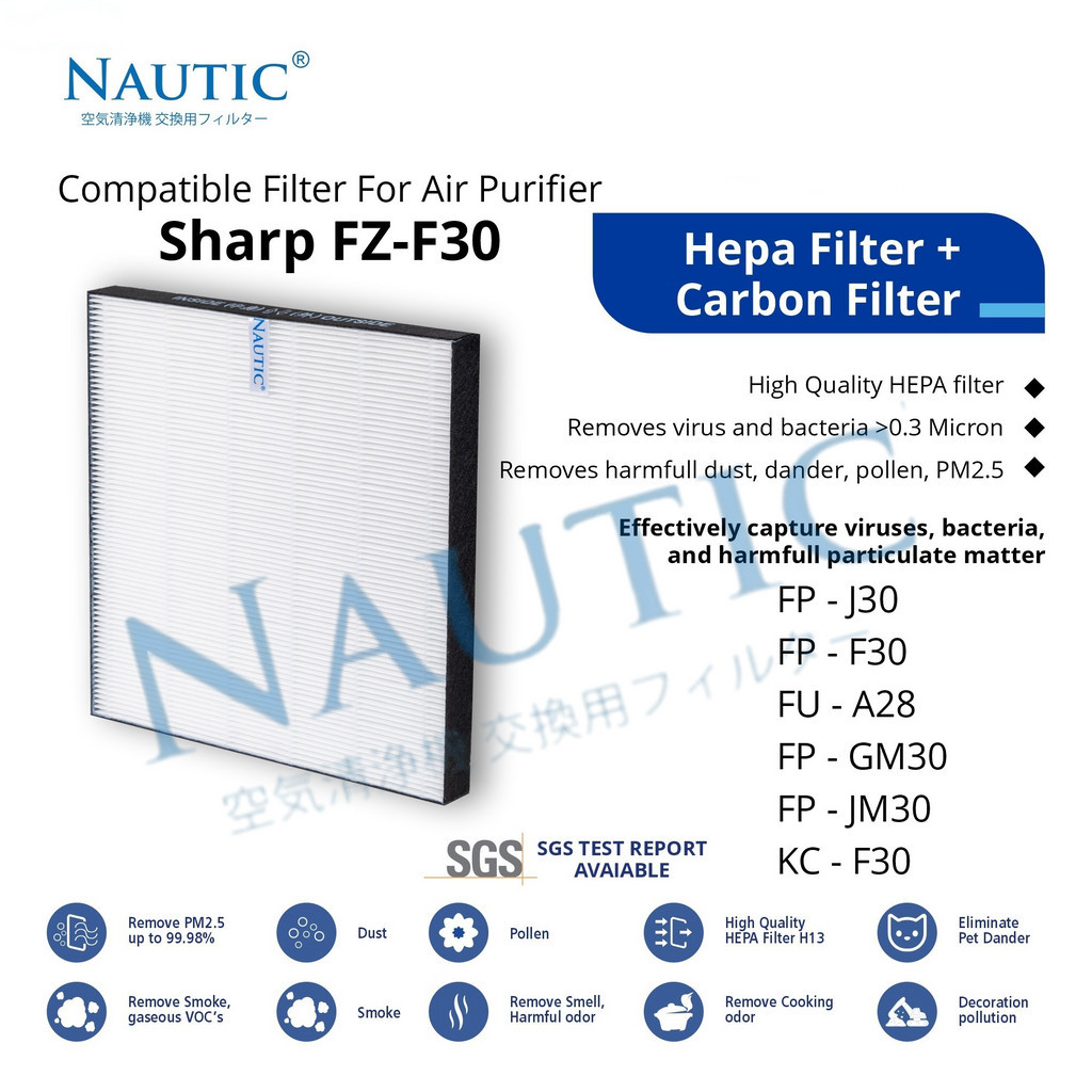 Hepa Filter sharp FZ-F30HFE / FP-J30 / FZ-Y28FE / FP-F30 / FP-F30Y / FP-J30Y / FU-A28E / FP-F30Y-A /