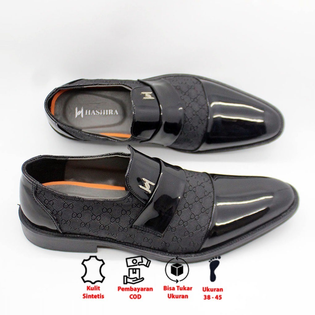 Sepatu Pria Kulit Sepatu Santai Pesta Fashion PriaSepatu Pantofel Formal Pria Mengkilap Lancip DG HA
