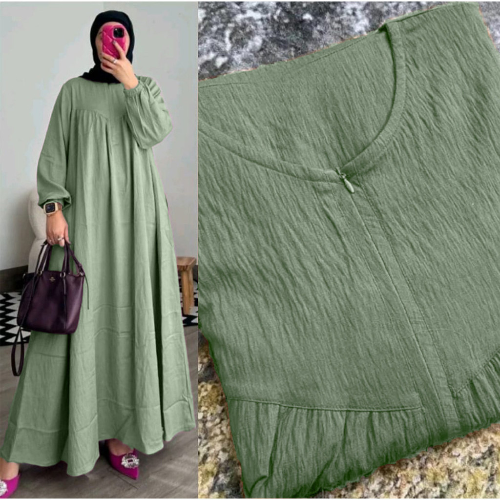 MODEL BAJU GAMIS YANG LAGI TREND SEKARANG / GAMIS CRINKLE WANITA MODEL BARU / GAMIS ELEGAN DAN MEWAH