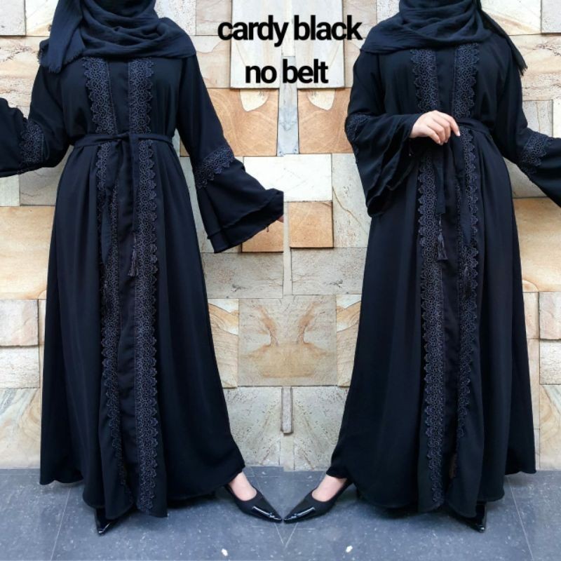 Abayah Gamis Hitam Maxi Dress Brokat busana muslim  fashion Cardy Black