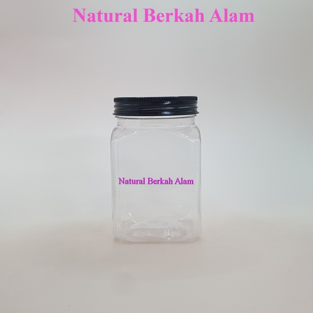 Toples 300 ml Pet Kotak Natural Tutup Aluminium / Toples Plastik / Toples / Toples Permen / Toples C