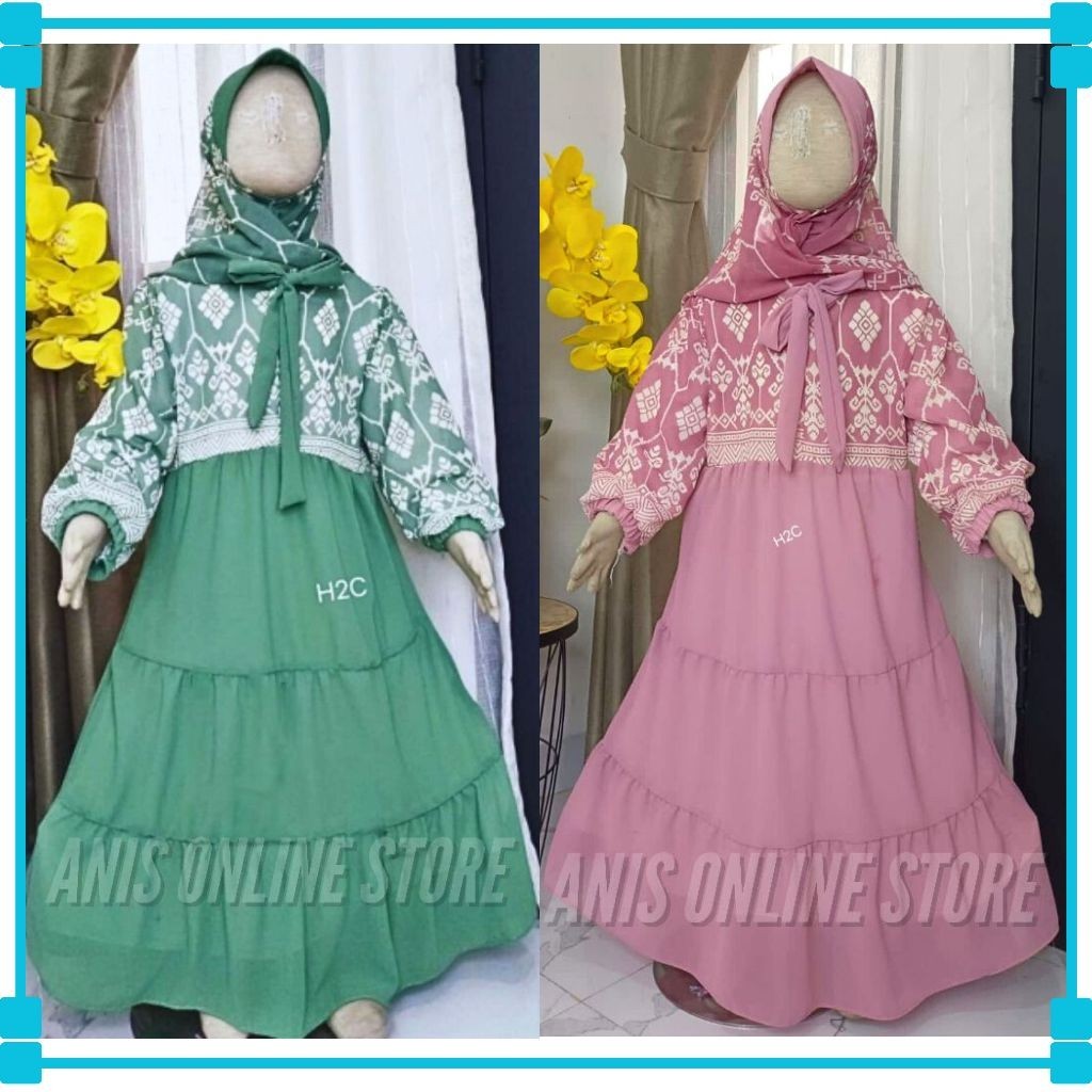 gamis anak inara kids syar'i set Khimar ( FREE HIJAB ) 3-13 TAHUN gamis terbaru anak / gamis anak pe