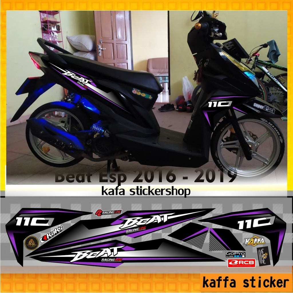 COD/ Stiker Beat Esp Striping Variasi Beat Fi New List Polet Ungu POLET