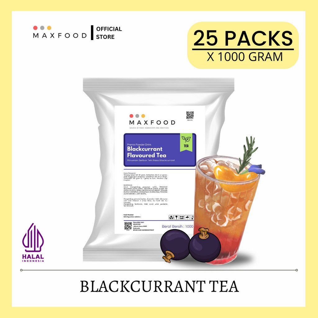 

MAXFOOD - [25KG] Blackcurrant Tea Powder / Bubuk Minuman Blackcurrant Tea