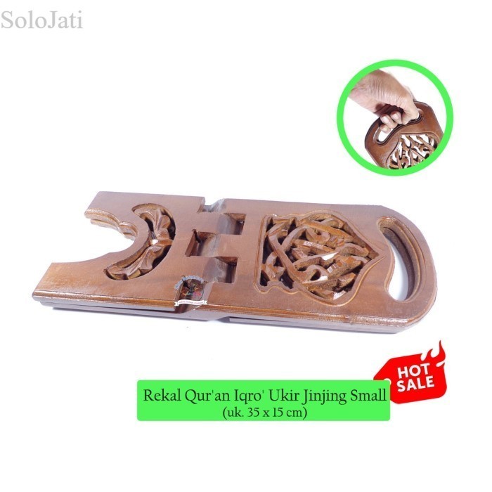 

Rekal Qur'an Iqro' Jinjing Ukir uk. 15 x 35 cm | Rehal | Meja Tadarus murah