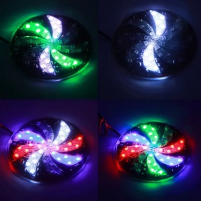 Lampu Strobo LED Sepeda Motor Lampu Suasana Berkedip Bulat RGB 32LED Aksesori Dekorasi Gaya Sepeda M