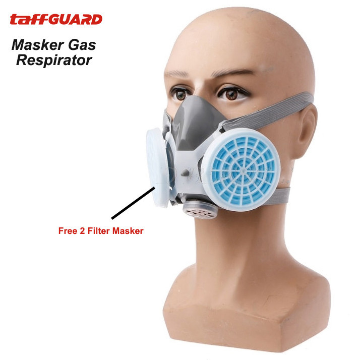 Masker Gas Respirator Half Face with Activated Carbon Filter / masker anti debu/ masker industri