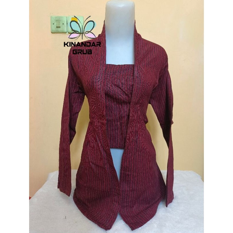 LURIK JAWA Kebaya Lurik Tenun Warna Merah / Kebaya Lurik Kutubaru Size Dewasa / Pakaian Adat Jawa