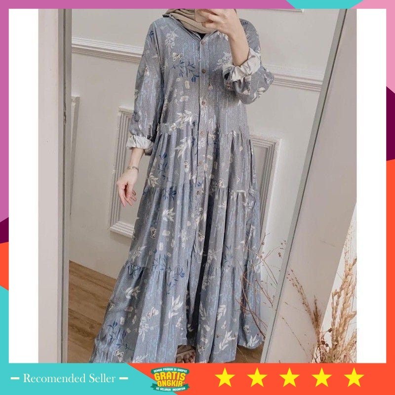 PROMO TERMURAH PAKAIAN MUSLIM LEBARAN IDUL FITRI PREMIUM / ABERIA DRESS RAYON FULL KANCING - GAMIS R