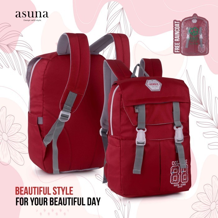 Tas Backpack Anak anak Remaja Dewasa Tas Wanita Merah Maroon