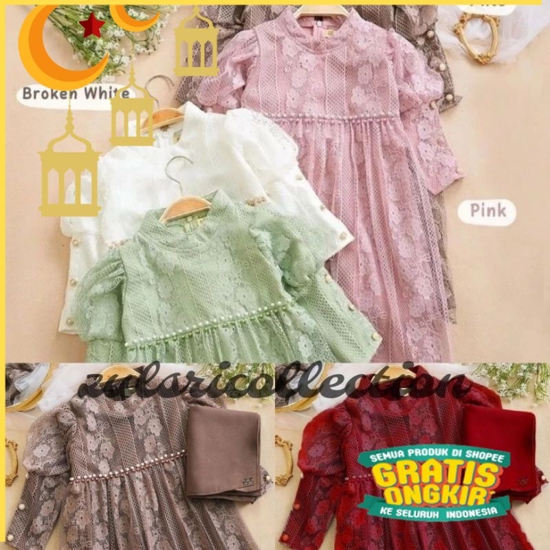 Gamis dress anak Aqila kids(TANPA HIJAB)/gamis dress kondangan anak usia 6 bulan - 10 tahun / dress 
