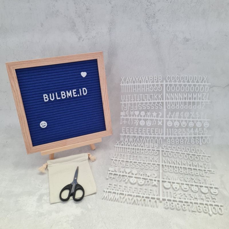 

New Stock | Felt premium letter board navy blue papan nama huruf bayi biru ##