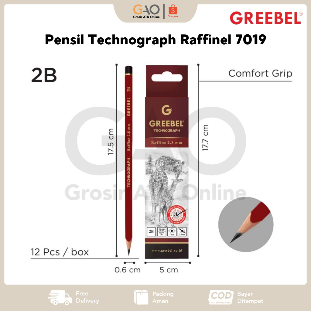 

Pensil 2B Technograph Raffine 2.8 mm Greebel 7019 ( 1 Pack Isi 12Pcs )