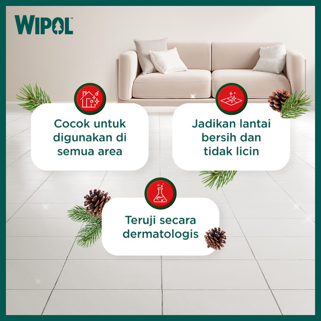 Wipol Pembersih Lantai Cairan Disinfektan Teruji Dermatologis Karbol Cemara 1500 mL x 6