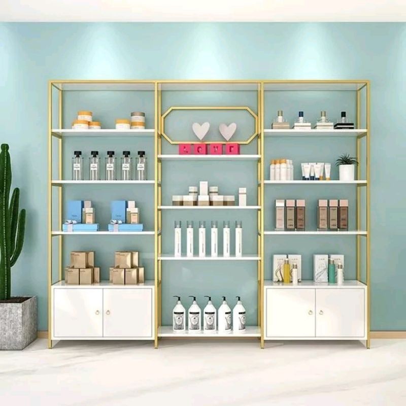 RAK DENGAN LACI DAPUR RUANG TAMU LEMARI BESAR EMAS TOKO KUE BAKERY HOTEL PAJANGAN DISPLAY GAWANG BAJ