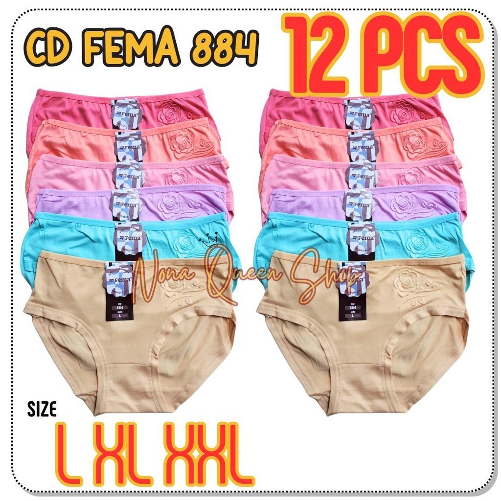 (12 Pcs) CELANA DALAM WANITA FEMA / CD PEREMPUAN PREMIUM SUPER SOFT FEMA - 884