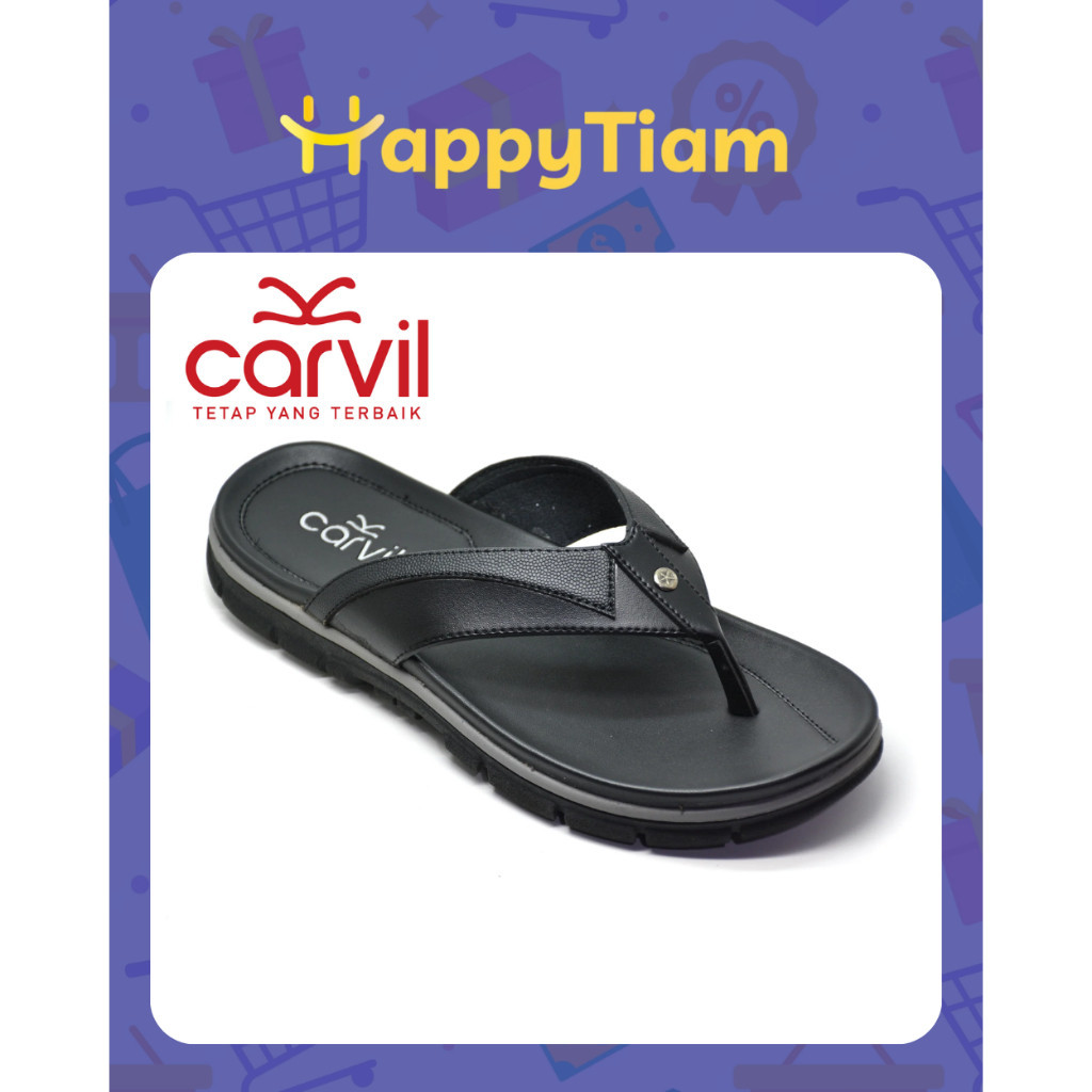 SANDAL PRIA CARVIL LEWSON 01 BLACK 38 - 44 JEPIT ORIGINAL ~ SENDAL COWOK HITAM FANCY