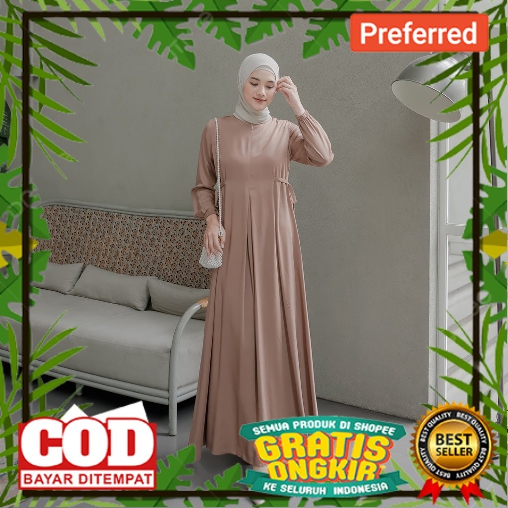 Le Khari Ayunda Dress Bahan Rayon Twill Gamis Polos Homedress Busui Size S - XL// BAJU MUSLIM RAMADH