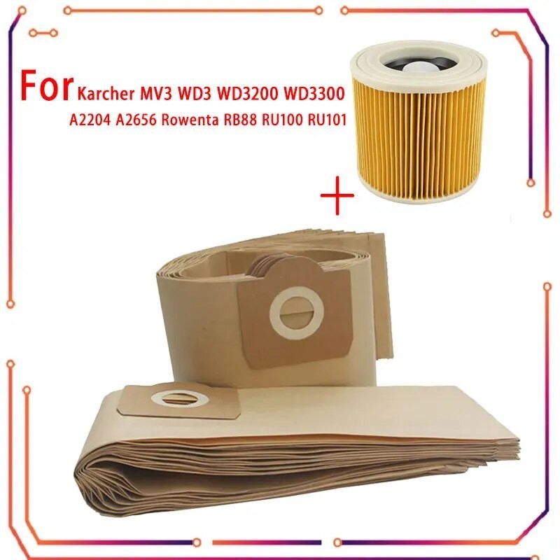 Dust Filter Bag for Karcher WD3 WD3200 WD3300 MV3 Vacuum Cleaner Spare Parts Replacement Hepa Filter