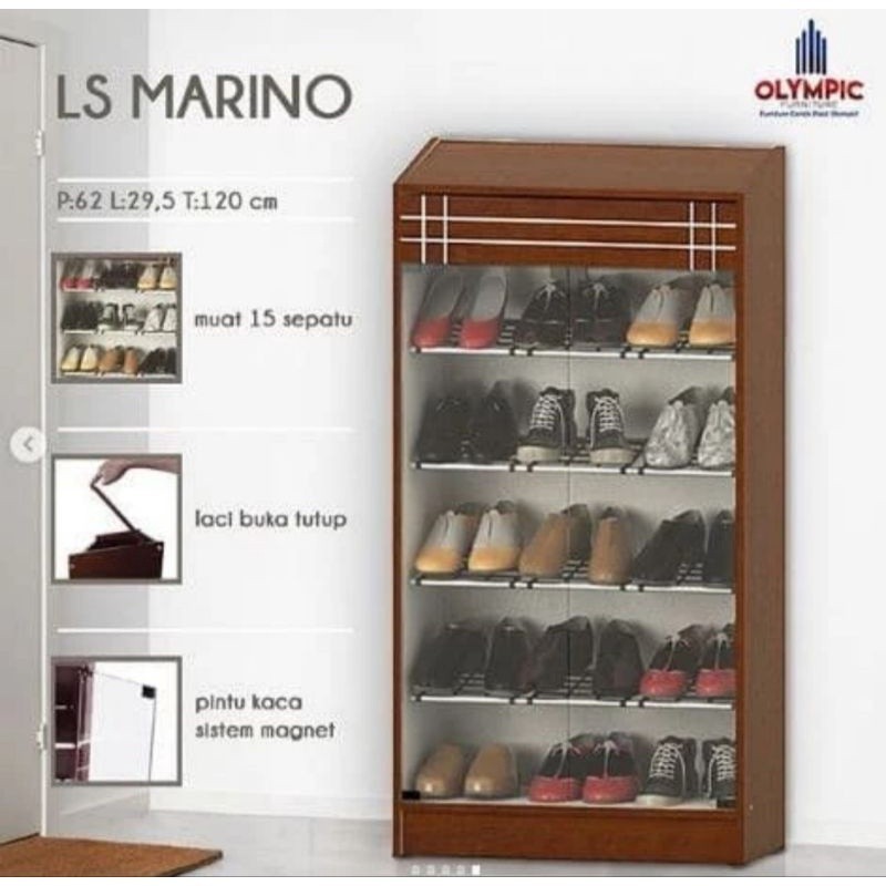 Rak Sepatu Kaca Lemari Sepatu Kaca Olympic LS MARINO Buffet Sepatu
