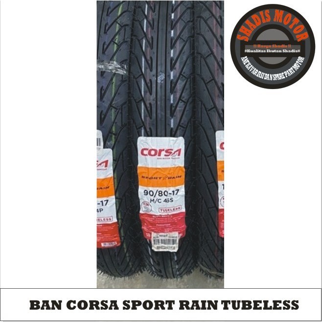 Ban Motor Merk Corsa Tubeless Tipe SportRAIN Ukuran 90/80 Ring 17