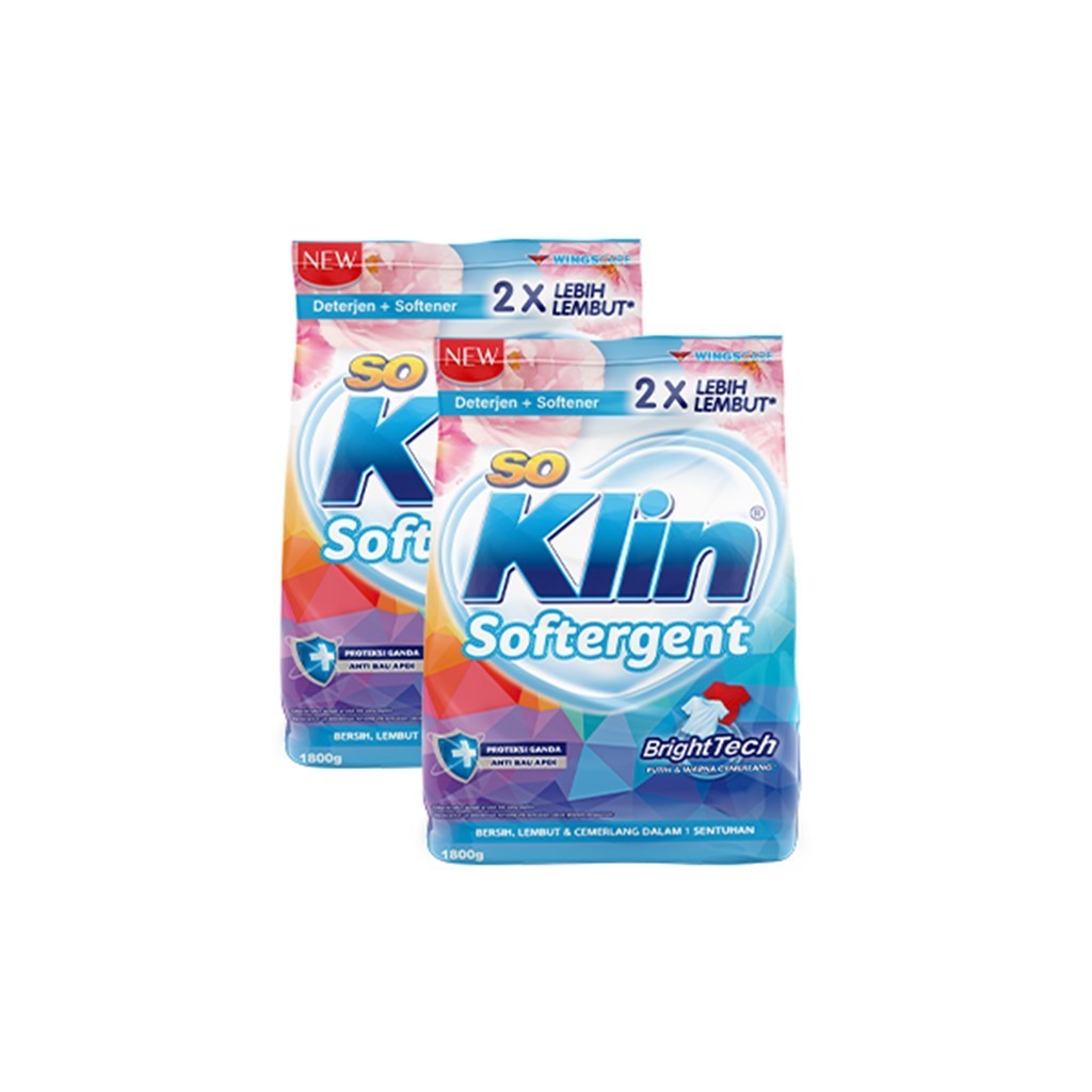 So Klin Powder Detergent White Bright 1.8 kg x2