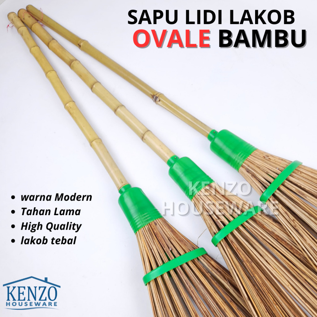 Sapu Lidi Halaman Tebal Gepeng Sapu Taman Rumput Gagang Bambu
