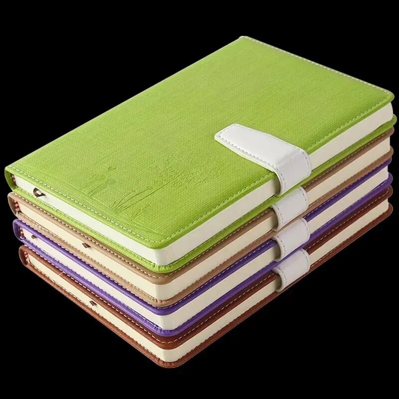 

Thickened A5 Business Office Notebook Pu Leather Cover Floral Embossing Student Stationery Magnetic Buckle Notepad