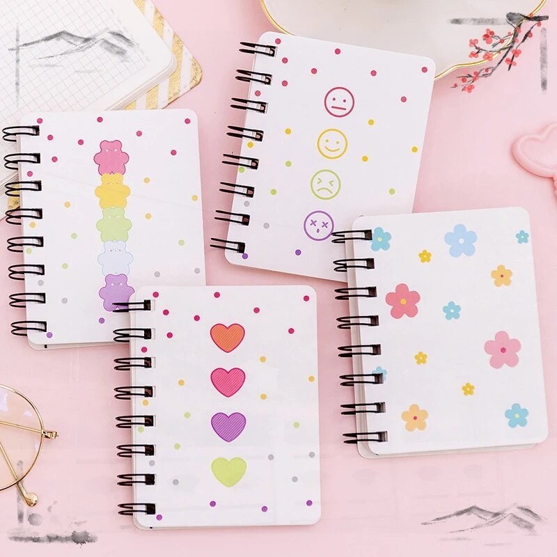 

1 Pcs Wholesale Hyuna Small Flower Side Flip Loop Notebook Student Mini Portable Loose Leaf Notebook A7 Pocket Book