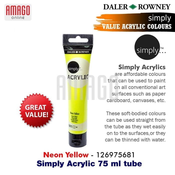 

DALER-ROWNEY Simply Acrylic Paint 75 ml - Neon Yellow - 126975681