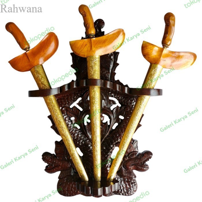 

Blawong Keris Isi 3 Motif Naga Raja Temanten Kayu Jati Coklat Antik antik