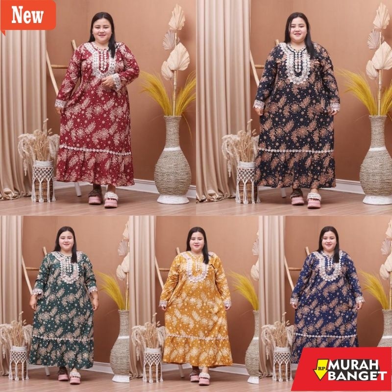 Baju lebaran ala Timur Tengah- DASTER ARAB JUMBO MOTIF BIG SIZE LD 120 130 LENGAN PANJANG RAYON PREM
