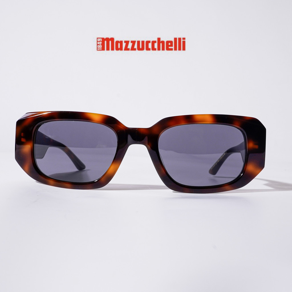 Mazzucchelli Kacamata Hitam Asetat Kacamata Cangkang Kura-kura Kacamata Potongan Miring Kacamata Mat